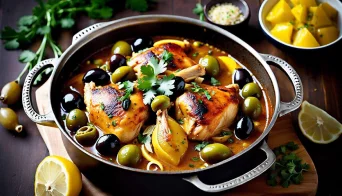 Poulet aux olives et citron confit